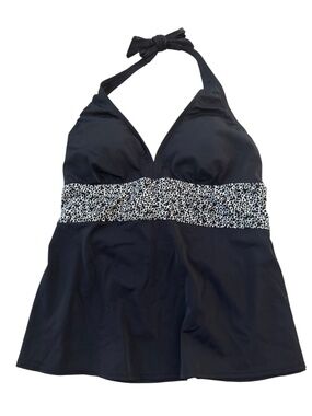 Inches Off Black and White Halter Tankini Top Size 16